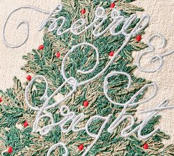 Merry and Bright Embroidered Pillow Cover