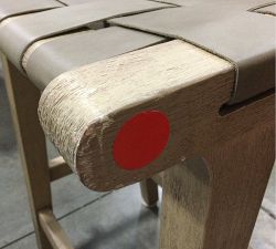 Open Box: Fenton Woven Backless Leather Stool, Counter Height 24.5" - Legacy Taupe, Seadrift Finish