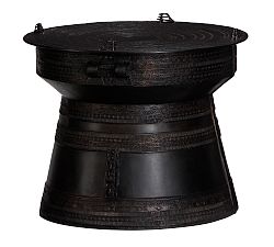 Open Box: Frog Drum Metal Outdoor Side Table, Wide (25"Dia) - Bronze