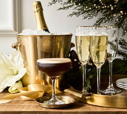 Etched Gold Rim Coupe Glasses - Set of 4