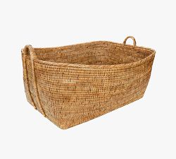 Tava Handwoven Rattan Basket With Hoop Handles