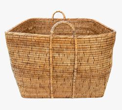 Tava Handwoven Rattan Basket With Hoop Handles