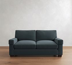 Open Box: PB Comfort Square Arm Upholstered Arm Cover - Performance Suede Navy