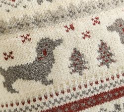Dachshund Fair Isle Knit Pillow Cover
