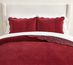 Velvet Scalloped Stewart Plaid Reversible Quilted Sham
