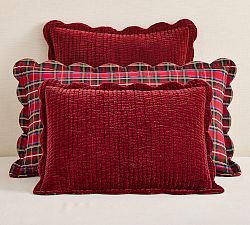 Velvet Scalloped Stewart Plaid Reversible Quilted Sham