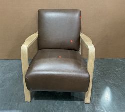 Open Box: Atwood Leather Armchair - Gravel Chocolate, Driftwood