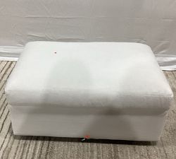Open Box: Sierra Ottoman - Performance Textured Weave White, Espresso Feet