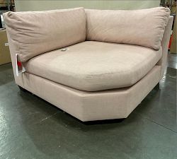Open Box: York Upholstered Deep Seat Wedge - Performance Slub Weave Blush, Espresso Feet