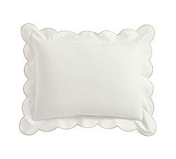 Open Box: Scalloped Embroidered Percale Sham, Standard - White/Flax