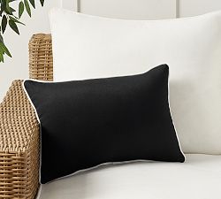 Open Box: Sunbrella Contrast Piped Solid Outdoor Pillow (14" x 20") - Black