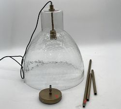 Open Box: Bridget Recycled Glass Pendant, Large (17"Diam.) - Tumbled Brass, Clear