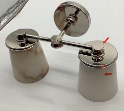 Open Box: Hayes Double Sconce (15") - Polished Nickel, Alabaster