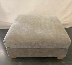 Open Box: PB Comfort Modern Square Arm Ottoman, Memory Foam Cushions - Performance Luxe Chenille Taupe, Seadrift