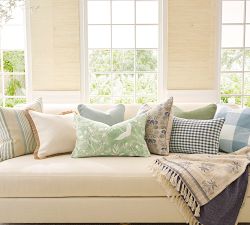 Alina Floral Print With Jute Trim Pillow Cover