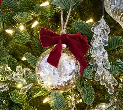 Glass Mercury Ornaments with Bows - Set of 4