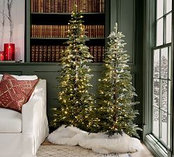Faux Lit Narrow Pine Tree