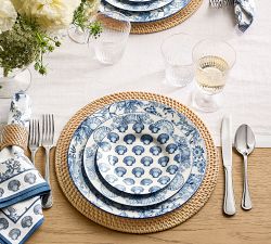 Kravet Underwater Toile Porcelain Dinner Plates - Set of 4