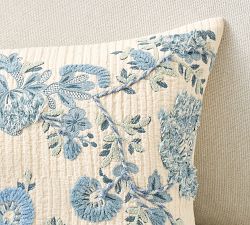 Wildflower Embroidered Lumbar Pillow Cover