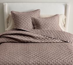 Open Box: Belgian Flax Linen Diamond Quilt, Full/Queen - Coffee
