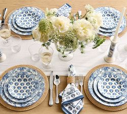 Kravet Shell Print Porcelain Appetizer Plates - Set of 4