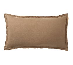 Open Box: Belgian Flax Linen Double Flange Sham, King, Set of 2 - Toffee