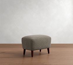 Open Box: Olivia Upholstered Ottoman, Polyester Wrapped Cushions - Performance Everydayvelvet Ink Blue, Seadrift Finish