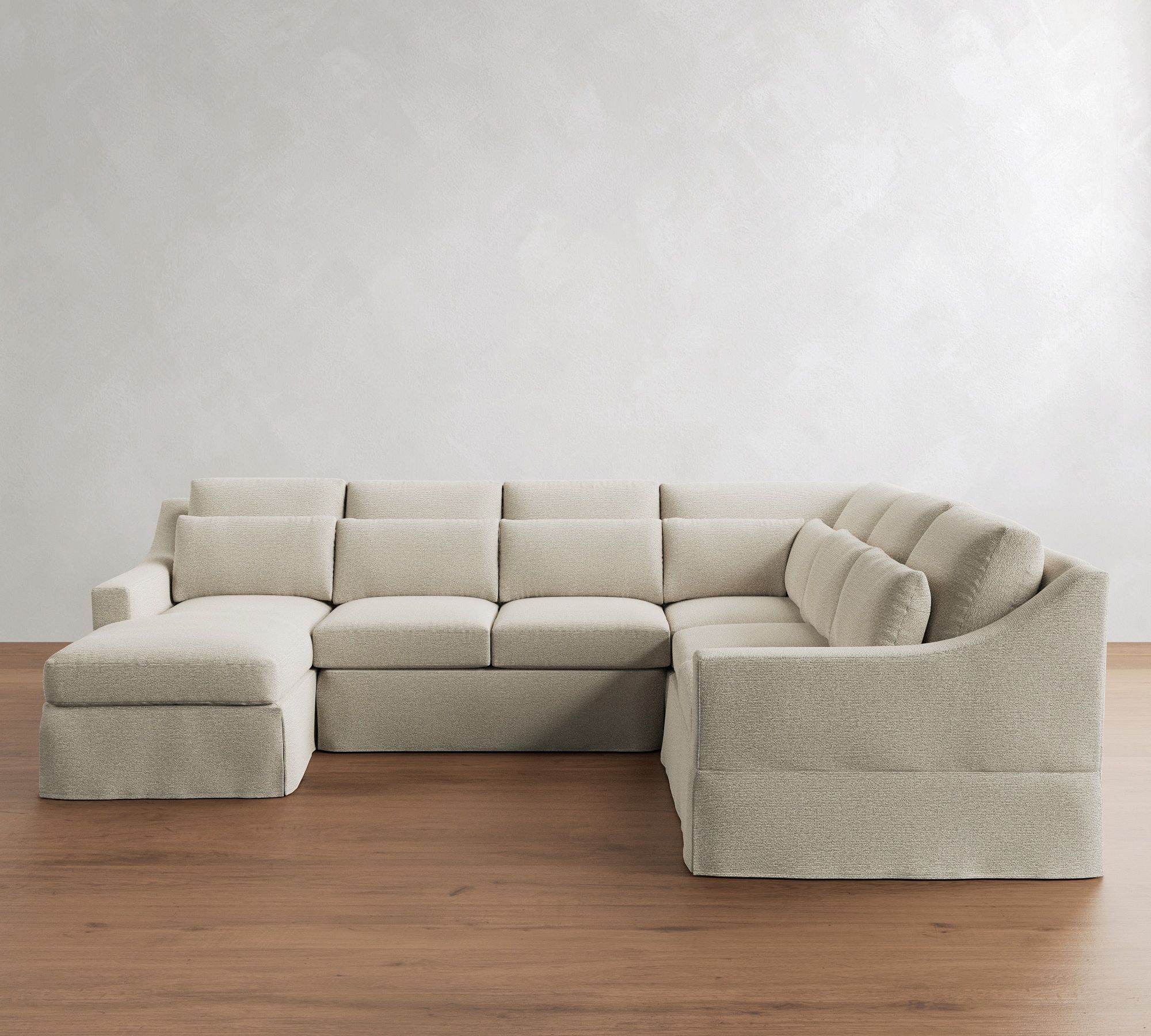 York Slope Arm Deep Seat Slipcovered 4-Piece Chaise Sectional (121")