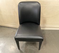 Open Box: Layton Grand Leather Dining Chair - Vintage Midnight, Blackened Oak Legs