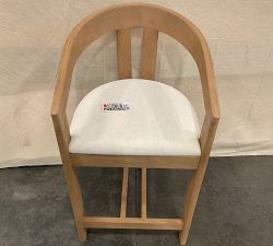 Open Box: Layton Upholstered Dining Chair, Side - Performance Heathered Basketweave Alabaster White, Seadrift Legs