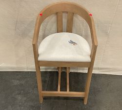 Open Box: Layton Upholstered Dining Chair, Side - Performance Heathered Basketweave Alabaster White, Seadrift Legs