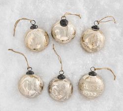 Silver Etched Ornament Box - Set of 6