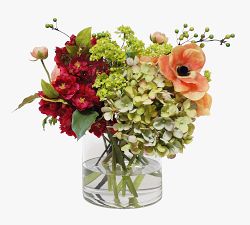 Faux Mix Ranunculus &amp; Anemone in Glass Vase