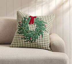 Gingham Check Wreath Pillow Cover