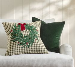 Gingham Check Wreath Pillow Cover