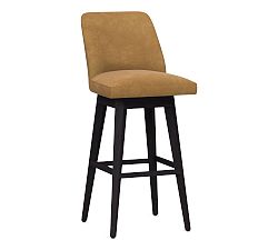 Open Box: Layton Leather Swivel Counter Stool (25.5") - Nubuck Camel, Blackened Oak