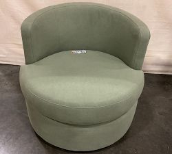 Open Box: Balboa Upholstered Petite Swivel Armchair - Performance Rustic Linen Olive