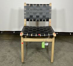 Open Box: Fenton Woven Leather Dining Side Chair - Vintage Midnight, Seadrift Frame