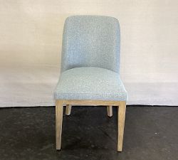 Open Box: Layton Upholstered Dining Chair - Performance Heathered Basketweave Chambray, Seadrift