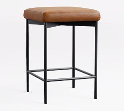 Open Box: Maison Leather Backless Counter Stool (24") - Statesville Caramel, Antique Bronze