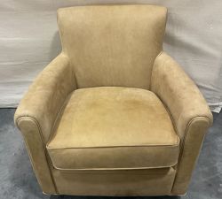 Open Box: Irving Roll Arm Leather Swivel Glider without Nailheads - Keystone Nut