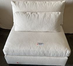 Open Box: Westwood Upholstered Armless Chair - Performance Chunky Basketweave, Oatmeal
