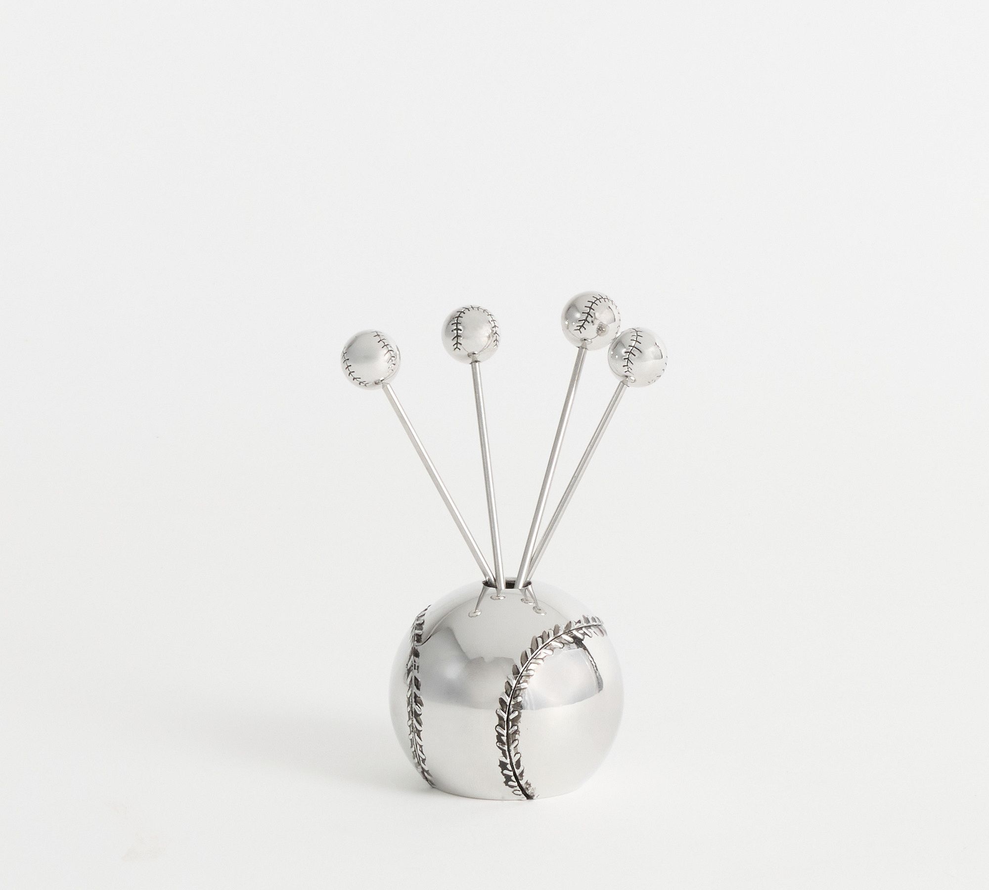 Baseball Cocktail Picks with Holder - Set of 4