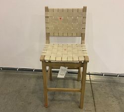 Open Box: Fenton Woven Leather Bar Stool (30") - Statesville Pebble, Seadrift