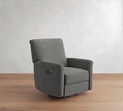 Open Box: Irving Roll Arm Swivel Glider Manual Recliner without Nailheads - Performance Heathered Basketweave Platinum