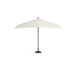 Open Box: Premium Rectangular Outdoor Umbrella with Teak Pole (10') - Sunbrella® Plainweave White