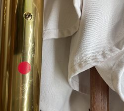 Open Box: Premium Rectangular Outdoor Umbrella with Teak Pole (10') - Sunbrella® Plainweave White