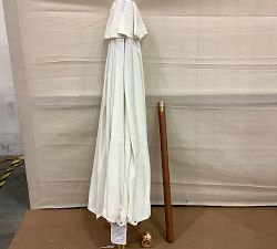 Open Box: 9' Premium Round Outdoor Umbrella with Eucalyptus Tilt Frame - High Performance Canvas Natural, Honey Finish