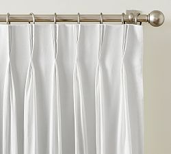 Open Box: Belgian Flax Linen Triple Pinch Pleat Blackout Curtain (50"W x 96"L) - White