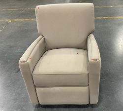 Open Box: Irving Square Arm Leather Swivel Recliner Without Nailheads - Performance Faux Nubuck Taupe